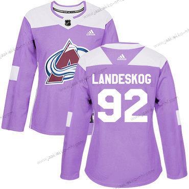 Adidas Naisten Colorado Avalanche #92 Gabriel Landeskog Violetti Aito Taistelee syöpää vastaan Ommeltu NHL Paita