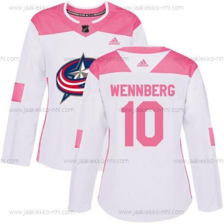 Adidas Naisten Columbus Blue Jackets #10 Alexander Wennberg Valkoinen Pinkki Aito Ommeltu NHL Paita