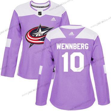 Adidas Naisten Columbus Blue Jackets #10 Alexander Wennberg Violetti Aito Taistelee syöpää vastaan Ommeltu NHL Paita