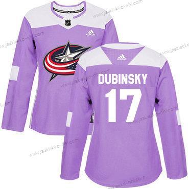 Adidas Naisten Columbus Blue Jackets #17 Brandon Dubinsky Violetti Aito Taistelee syöpää vastaan Ommeltu NHL Paita