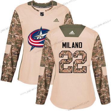 Adidas Naisten Columbus Blue Jackets #22 Sonny Milano Maastokuvio Aito 2017 Veterans Day Ommeltu NHL Paita