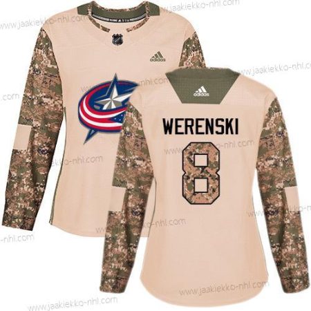 Adidas Naisten Columbus Blue Jackets #8 Zach Werenski Maastokuvio Aito 2017 Veterans Day Ommeltu NHL Paita