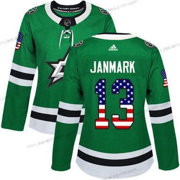 Adidas Naisten Dallas Stars #13 Mattias Janmark Vihreä Kotiottelupaita Aito USA Flag Ommeltu NHL Paita