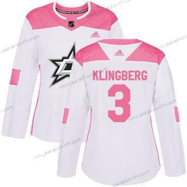 Adidas Naisten Dallas Stars #3 John Klingberg Valkoinen Pinkki Aito Ommeltu NHL Paita