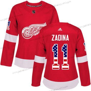 Adidas Naisten Detroit Red Wings #11 Filip Zadina Aito Punainen USA Flag Paita