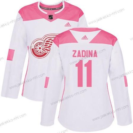 Adidas Naisten Detroit Red Wings #11 Filip Zadina Aito Valkoinen Pinkki Paita