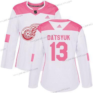 Adidas Naisten Detroit Red Wings #13 Pavel Datsyuk Valkoinen Pinkki Aito Ommeltu NHL Paita