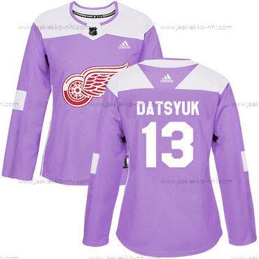 Adidas Naisten Detroit Red Wings #13 Pavel Datsyuk Violetti Aito Taistelee syöpää vastaan Ommeltu NHL Paita