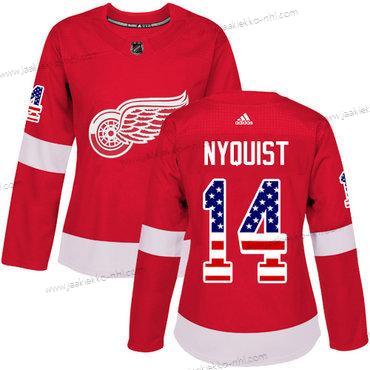 Adidas Naisten Detroit Red Wings #14 Gustav Nyquist Punainen Kotiottelupaita Aito USA Flag Ommeltu NHL Paita