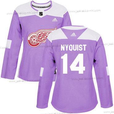 Adidas Naisten Detroit Red Wings #14 Gustav Nyquist Violetti Aito Taistelee syöpää vastaan Ommeltu NHL Paita