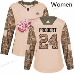 Adidas Naisten Detroit Red Wings 24 Bob Probert Aito Maastokuvio Veterans Day Harjoitus NHL Paita