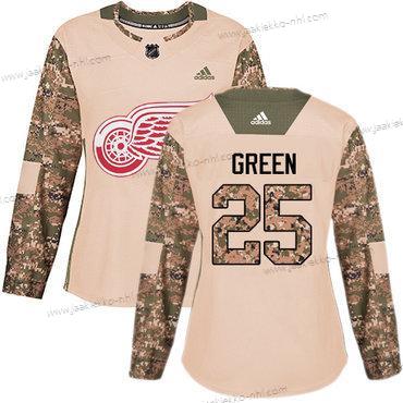 Adidas Naisten Detroit Red Wings #25 Mike Vihreä Maastokuvio Aito 2017 Veterans Day Ommeltu NHL Paita