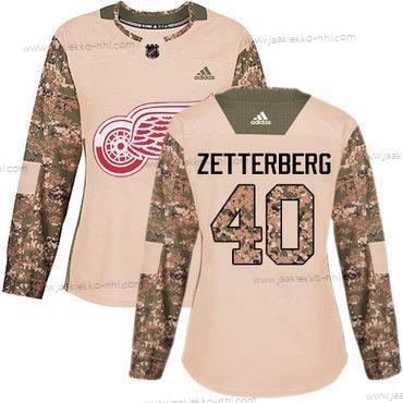 Adidas Naisten Detroit Red Wings #40 Henrik Zetterberg Maastokuvio Aito 2017 Veterans Day Ommeltu NHL Paita