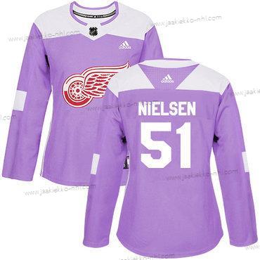 Adidas Naisten Detroit Red Wings #51 Frans Nielsen Violetti Aito Taistelee syöpää vastaan Ommeltu NHL Paita