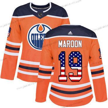 Adidas Naisten Edmonton Oilers #19 Patrick Maroon Oranssi Kotiottelupaita Aito USA Flag Ommeltu NHL Paita