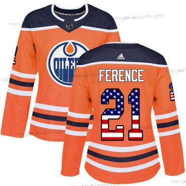 Adidas Naisten Edmonton Oilers #21 Andrew Ference Oranssi Kotiottelupaita Aito USA Flag Ommeltu NHL Paita