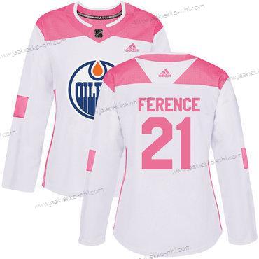 Adidas Naisten Edmonton Oilers #21 Andrew Ference Valkoinen Pinkki Aito Ommeltu NHL Paita