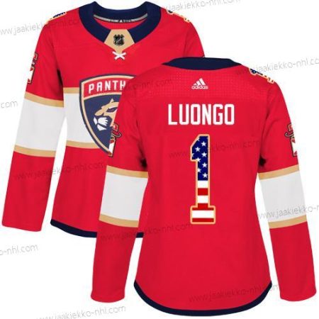 Adidas Naisten Florida Panthers #1 Roberto Luongo Punainen Kotiottelupaita Aito USA Flag Ommeltu NHL Paita