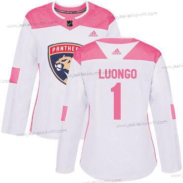 Adidas Naisten Florida Panthers #1 Roberto Luongo Valkoinen Pinkki Aito Ommeltu NHL Paita