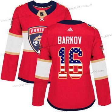 Adidas Naisten Florida Panthers #16 Aleksander Barkov Punainen Kotiottelupaita Aito USA Flag Ommeltu NHL Paita