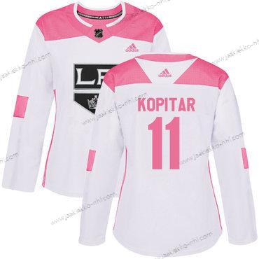 Adidas Naisten Los Angeles Kings #11 Anze Kopitar Valkoinen Pinkki Aito Ommeltu NHL Paita