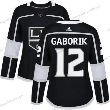 Adidas Naisten Los Angeles Kings #12 Marian Gaborik Musta Kotiottelupaita Aito Ommeltu NHL Paita