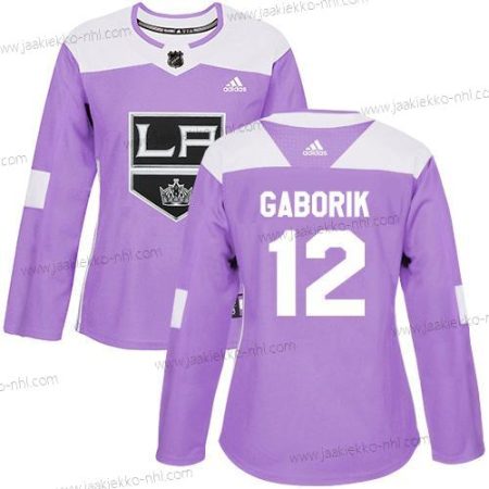 Adidas Naisten Los Angeles Kings #12 Marian Gaborik Violetti Aito Taistelee syöpää vastaan Ommeltu NHL Paita