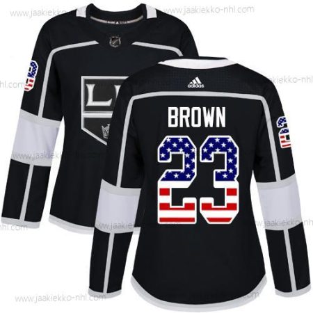 Adidas Naisten Los Angeles Kings #23 Dustin Brown Musta Kotiottelupaita Aito USA Flag Ommeltu NHL Paita