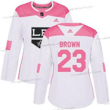 Adidas Naisten Los Angeles Kings #23 Dustin Brown Valkoinen Pinkki Aito Ommeltu NHL Paita