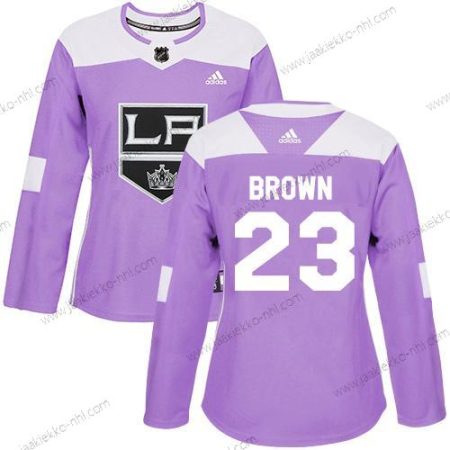 Adidas Naisten Los Angeles Kings #23 Dustin Brown Violetti Aito Taistelee syöpää vastaan Ommeltu NHL Paita