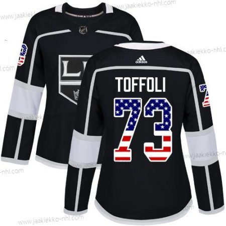 Adidas Naisten Los Angeles Kings #73 Tyler Toffoli Musta Kotiottelupaita Aito USA Flag Ommeltu NHL Paita