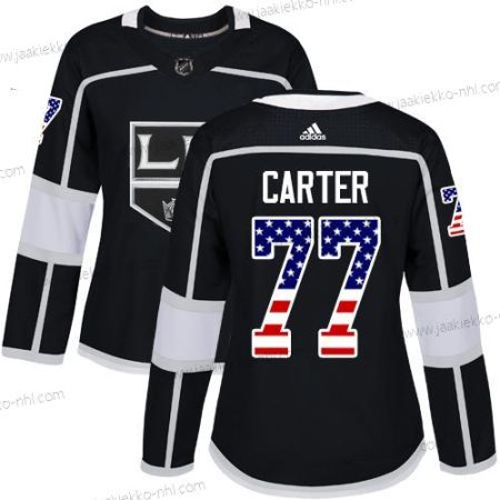 Adidas Naisten Los Angeles Kings #77 Jeff Carter Musta Kotiottelupaita Aito USA Flag Ommeltu NHL Paita