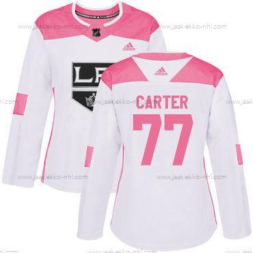 Adidas Naisten Los Angeles Kings #77 Jeff Carter Valkoinen Pinkki Aito Ommeltu NHL Paita