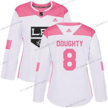 Adidas Naisten Los Angeles Kings #8 Drew Doughty Valkoinen Pinkki Aito Ommeltu NHL Paita