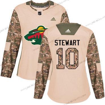 Adidas Naisten Minnesota Wild #10 Chris Stewart Maastokuvio Aito 2017 Veterans Day Ommeltu NHL Paita