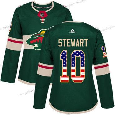 Adidas Naisten Minnesota Wild #10 Chris Stewart Vihreä Kotiottelupaita Aito USA Flag Ommeltu NHL Paita