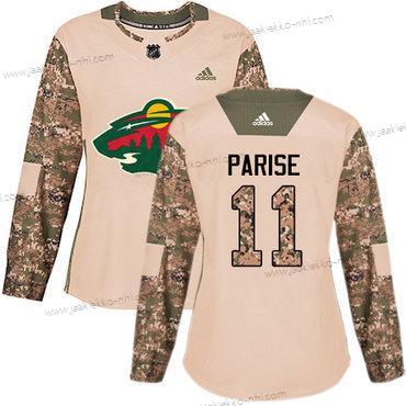 Adidas Naisten Minnesota Wild #11 Zach Parise Maastokuvio Aito 2017 Veterans Day Ommeltu NHL Paita