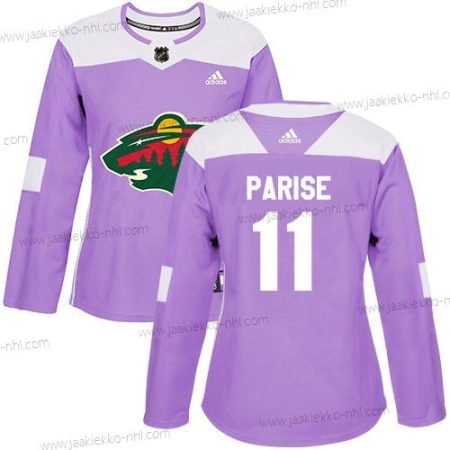 Adidas Naisten Minnesota Wild #11 Zach Parise Violetti Aito Taistelee syöpää vastaan Ommeltu NHL Paita