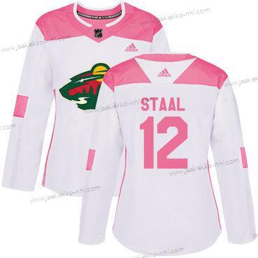 Adidas Naisten Minnesota Wild #12 Eric Staal Valkoinen Pinkki Aito Ommeltu NHL Paita