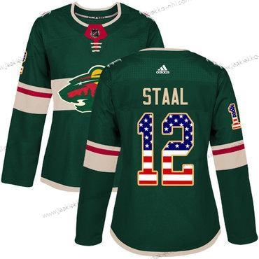 Adidas Naisten Minnesota Wild #12 Eric Staal Vihreä Kotiottelupaita Aito USA Flag Ommeltu NHL Paita