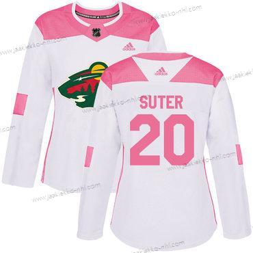 Adidas Naisten Minnesota Wild #20 Ryan Suter Valkoinen Pinkki Aito Ommeltu NHL Paita