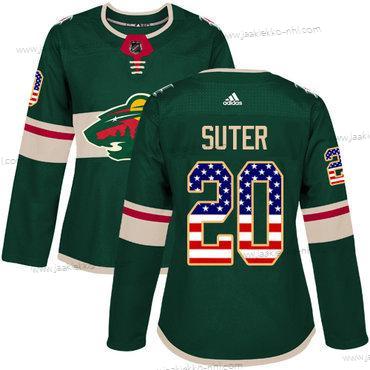 Adidas Naisten Minnesota Wild #20 Ryan Suter Vihreä Kotiottelupaita Aito USA Flag Ommeltu NHL Paita