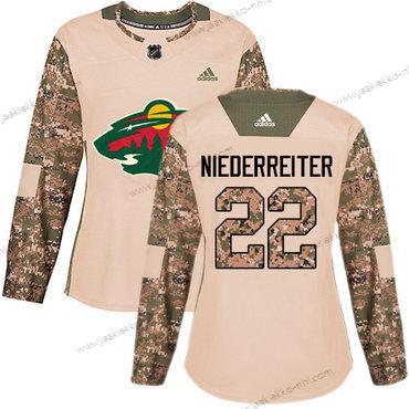 Adidas Naisten Minnesota Wild #22 Nino Niederreiter Maastokuvio Aito 2017 Veterans Day Ommeltu NHL Paita