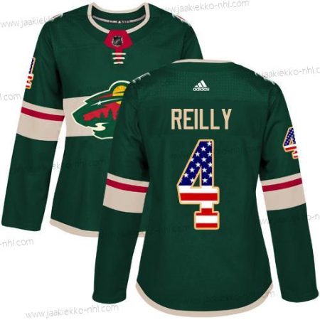 Adidas Naisten Minnesota Wild #4 Mike Reilly Vihreä Kotiottelupaita Aito USA Flag Ommeltu NHL Paita