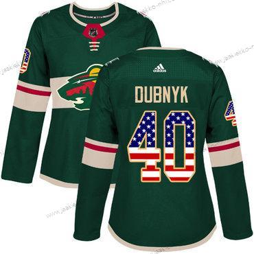 Adidas Naisten Minnesota Wild #40 Devan Dubnyk Vihreä Kotiottelupaita Aito USA Flag Ommeltu NHL Paita