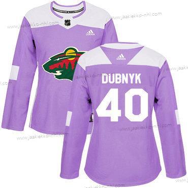 Adidas Naisten Minnesota Wild #40 Devan Dubnyk Violetti Aito Taistelee syöpää vastaan Ommeltu NHL Paita