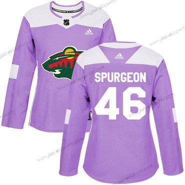 Adidas Naisten Minnesota Wild #46 Jared Spurgeon Violetti Aito Taistelee syöpää vastaan Ommeltu NHL Paita