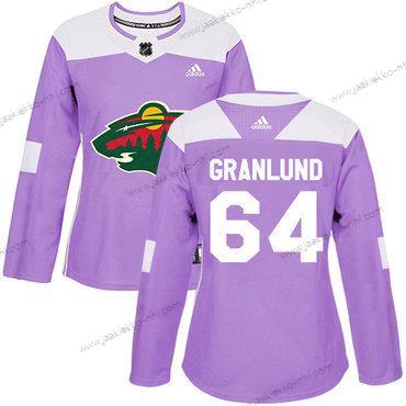 Adidas Naisten Minnesota Wild #64 Mikael Granlund Violetti Aito Taistelee syöpää vastaan Ommeltu NHL Paita