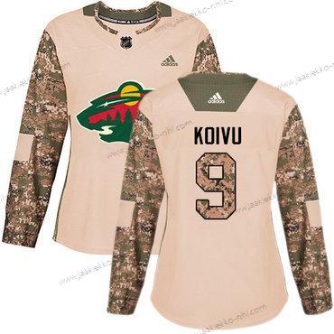 Adidas Naisten Minnesota Wild #9 Mikko Koivu Maastokuvio Aito 2017 Veterans Day Ommeltu NHL Paita