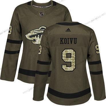 Adidas Naisten Minnesota Wild #9 Mikko Koivu Vihreä Salute to Service Ommeltu NHL Paita